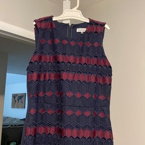Navy with deep red embellishment sheath dress. Size 10 but fits like an 8